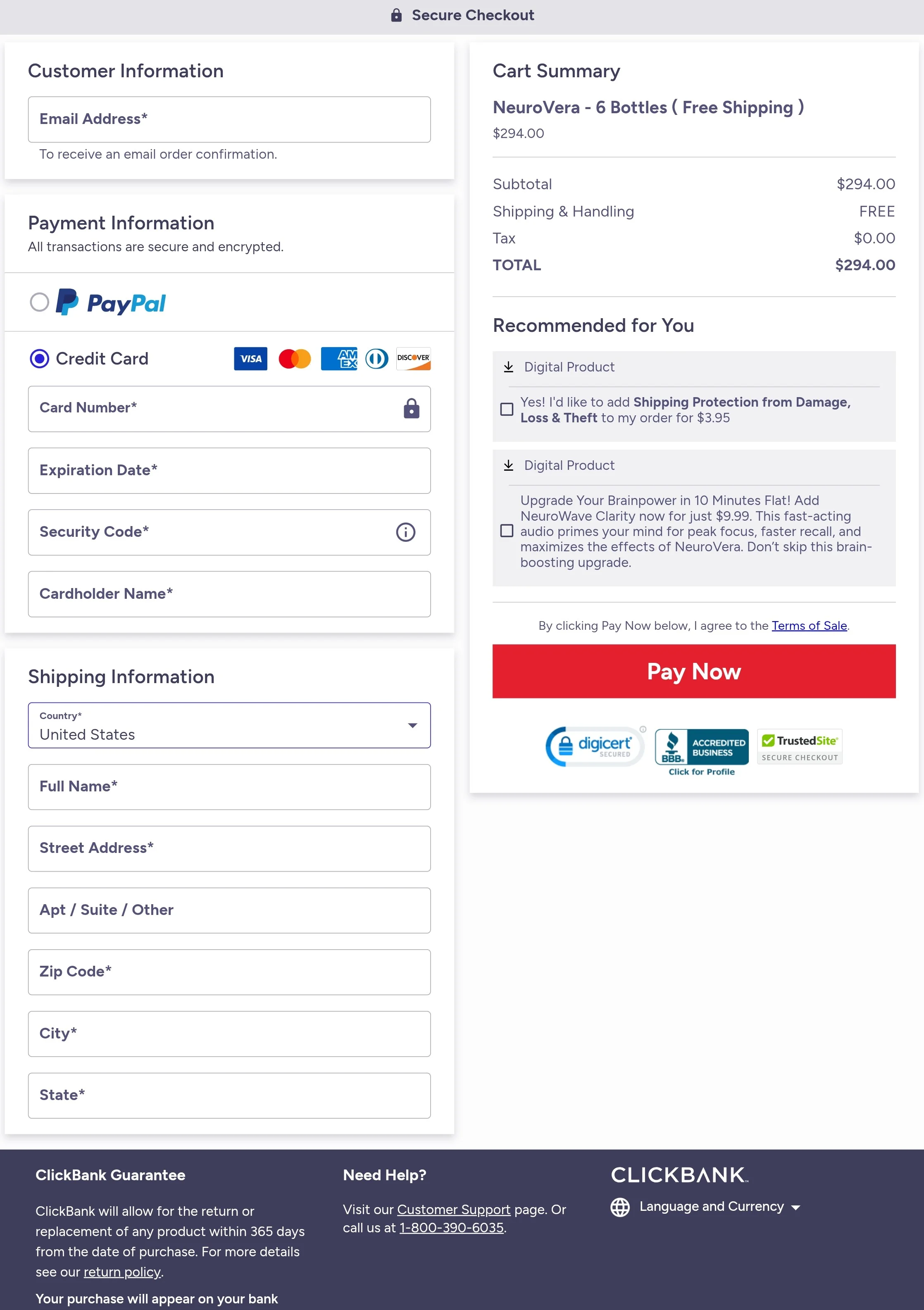 NeuroVera order form